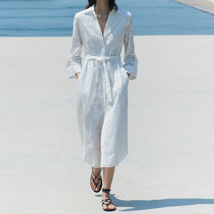 ZARA Long-Sleeved Dresses Women's White-2