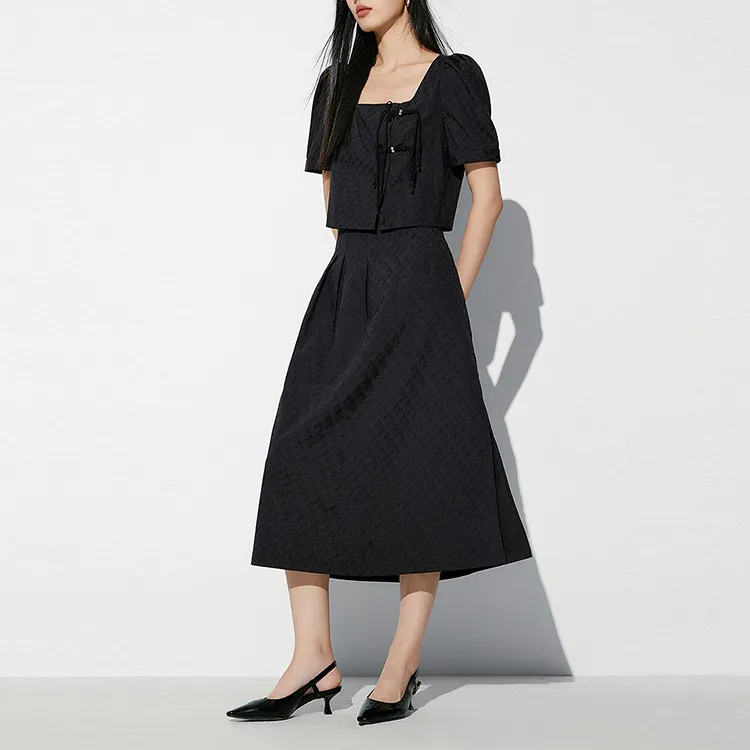 PEACEBIRD Skirt Set Women's Black-1