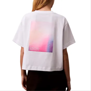 CALVIN KLEIN Drop Shoulder Sleeve T Shirt Women's Bright White Europe Version