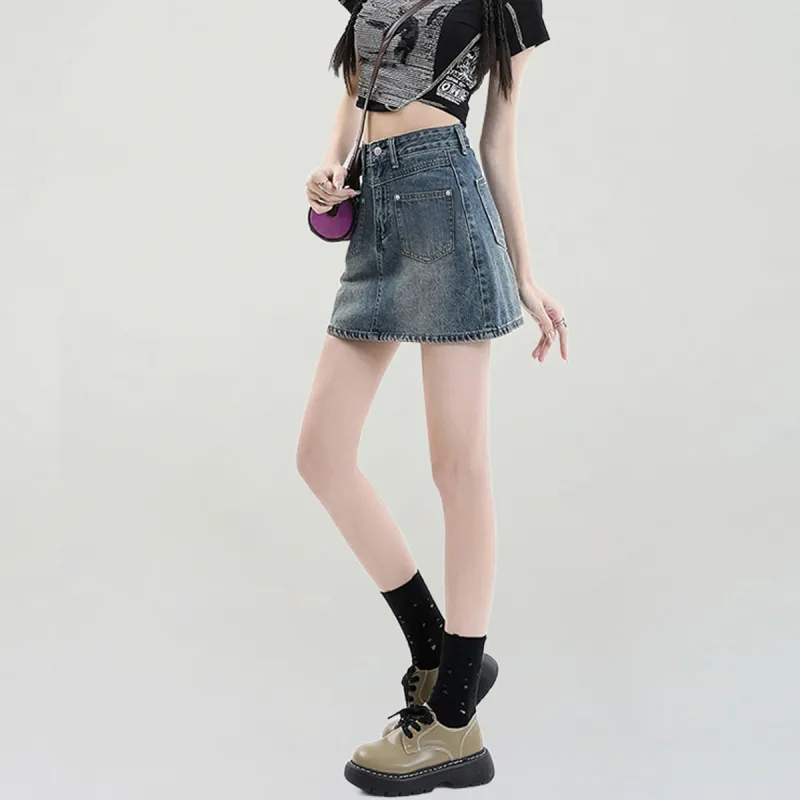 Weixi Denim Short Skirts Women's Blue-8