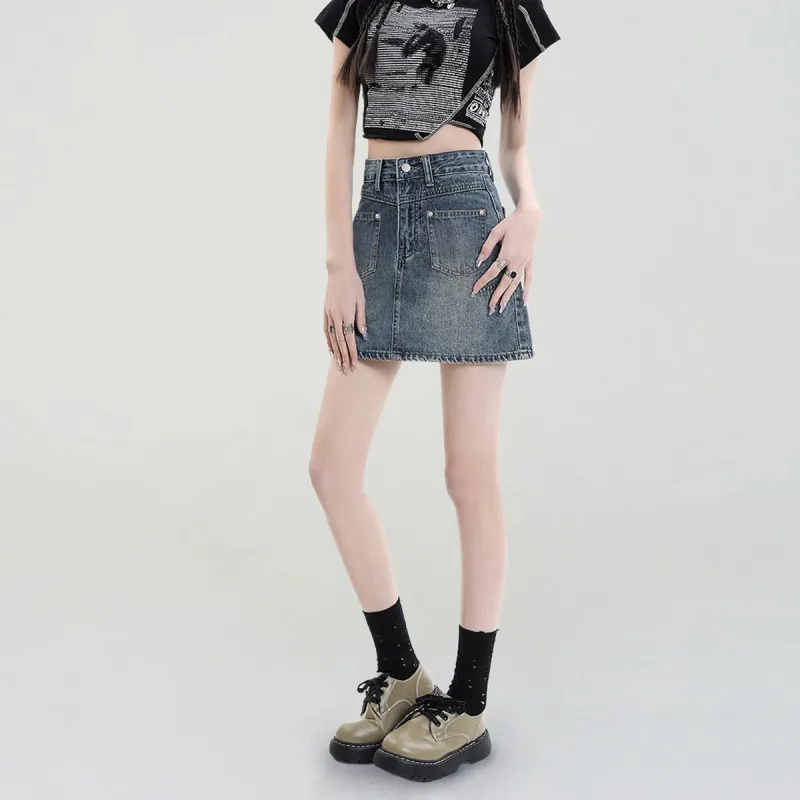 Weixi Denim Short Skirts Women's Blue-7