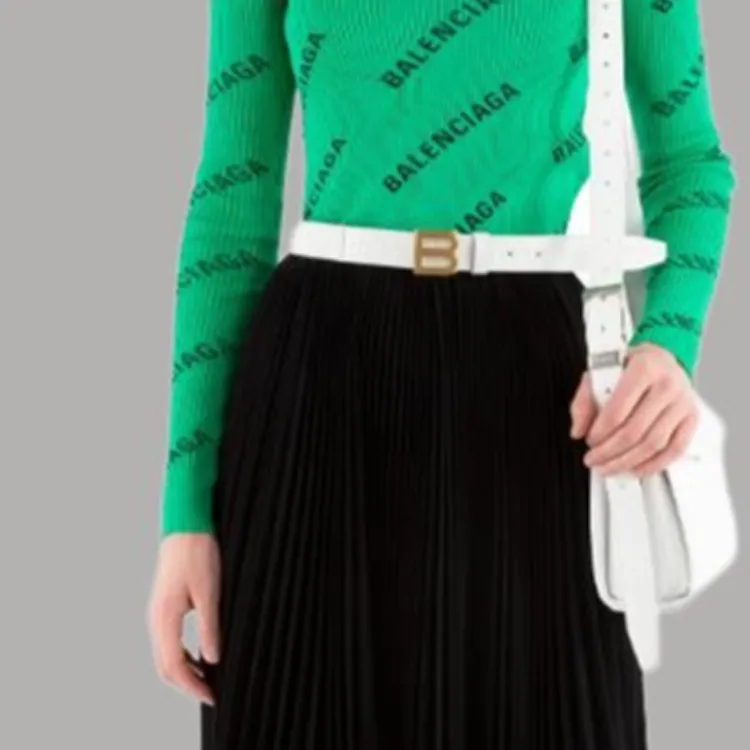 Balenciaga Logo Identification Genuine Leather Leather Belts Women's White Width: 3CM-3