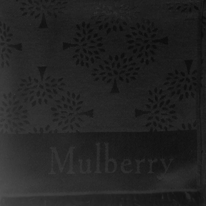 Mulberry Silk Organic Cotton Knit Scarves Men's Black-2