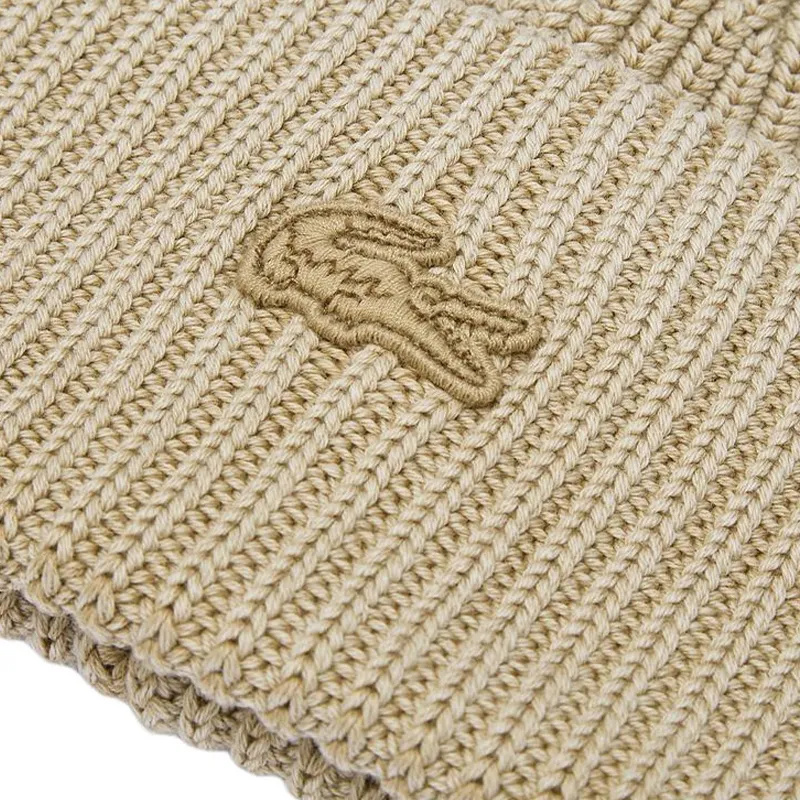 LACOSTE Cotton, Knitted Fabric Beanies Unisex Milk Coffee-2