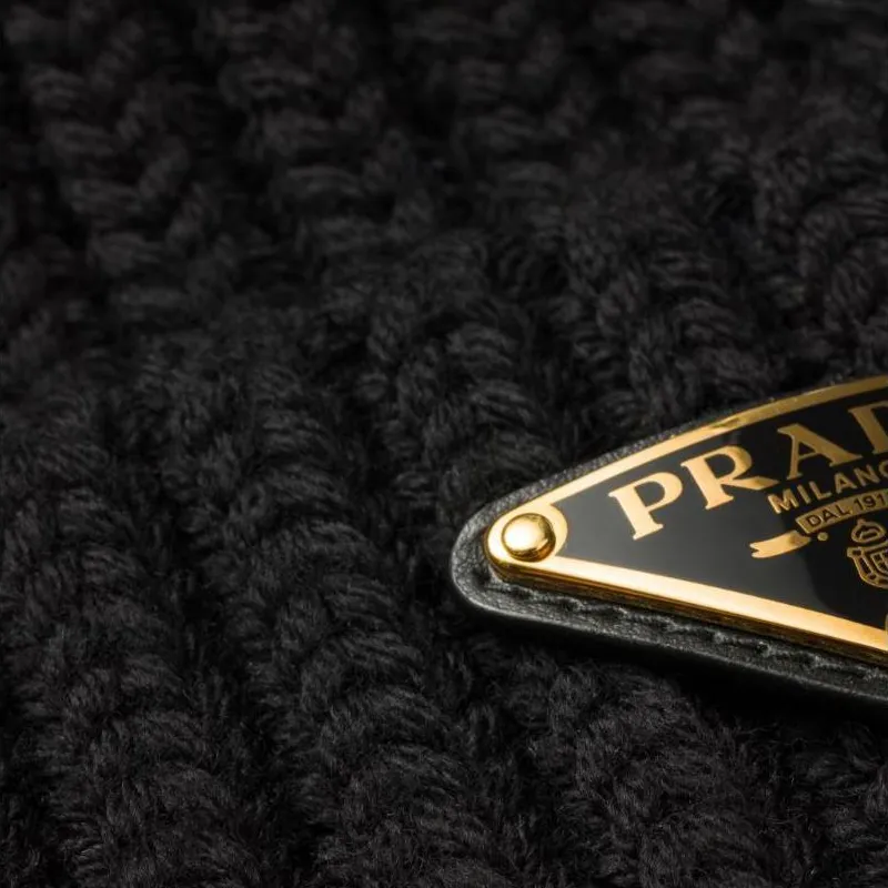 PRADA Triangle-logo Ribbed Beanie-2