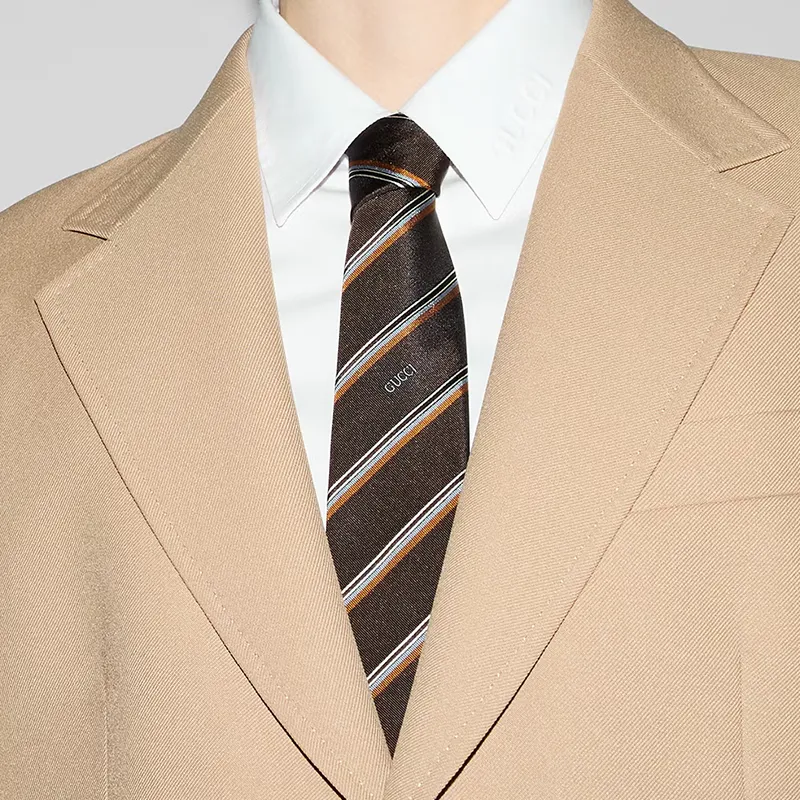 GUCCI Mulberry Silk Ties Men's Brown-2