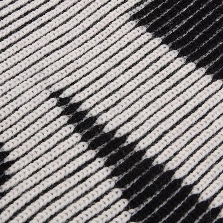 Balenciaga Wool Knit Scarves Women's Black White-2