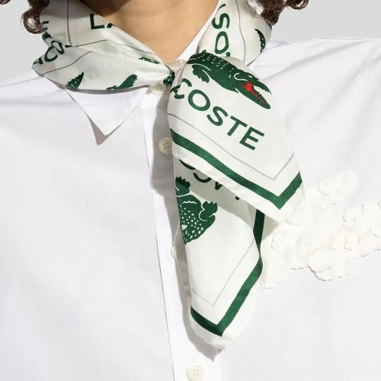 LACOSTE Embroidered Silk Scarf-1