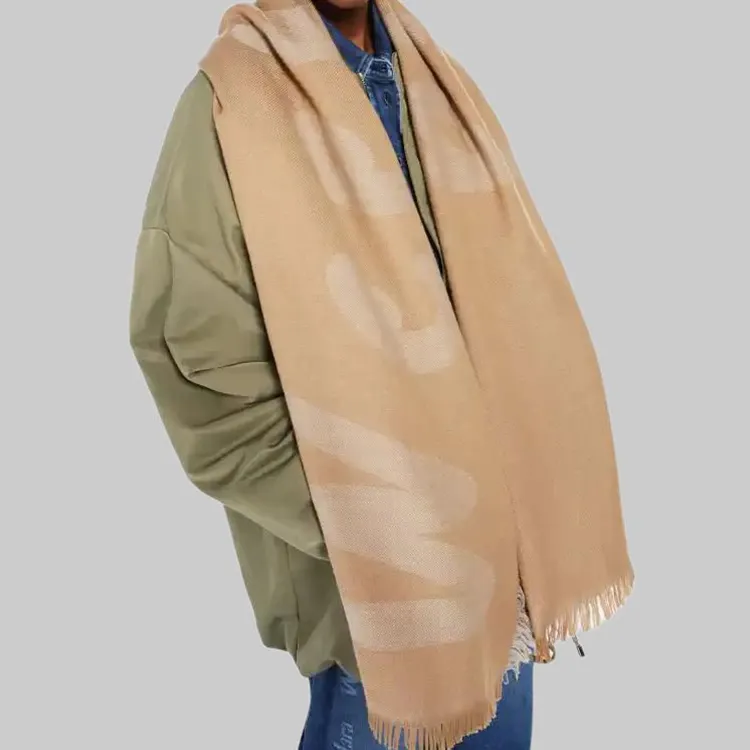 WEEKEND MaxMara Sheep Wool Knit Scarves Women's Camel-2