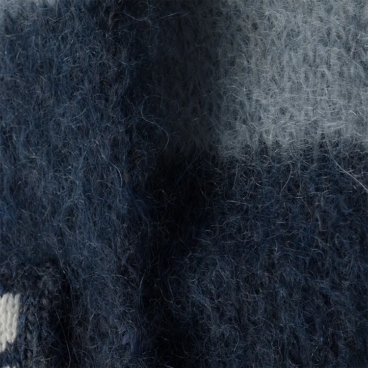 MIU MIU Mohair Polyamide Wool Recycled Polyester Knit Scarves Unisex Blue-1