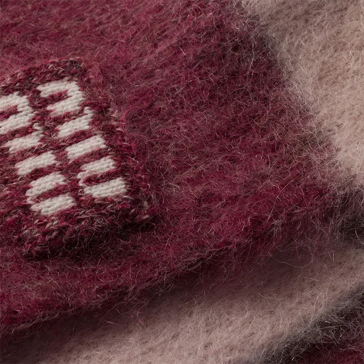 MIU MIU Mohair Polyamide Wool Recycled Polyester Knit Scarves Unisex Red/Pink-2
