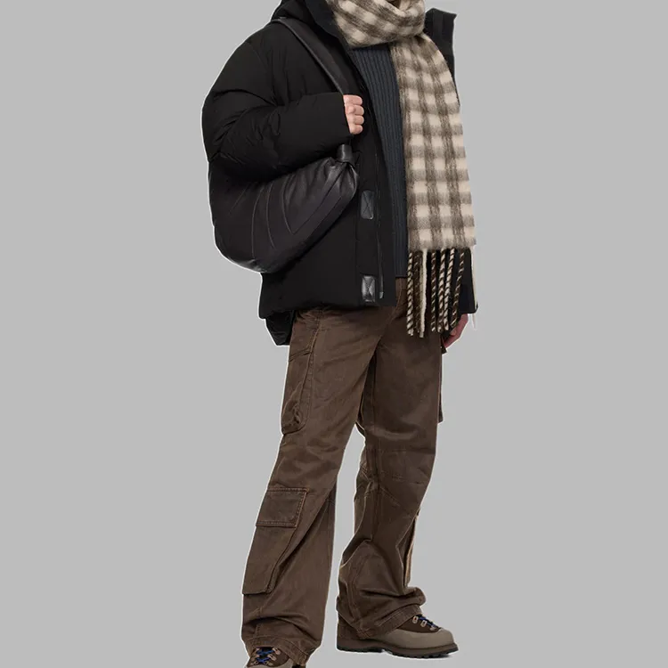 HOLZWEILER Alpaca Polyamide Knit Scarves Men's Brown/Beige-2