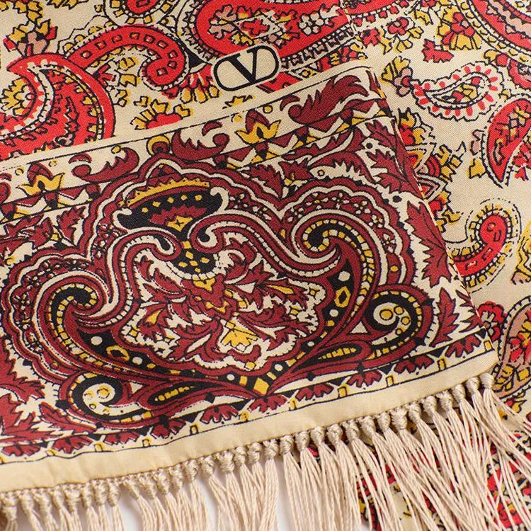 Valentino Voyage Imaginaire Fringed Edge Scarf-2