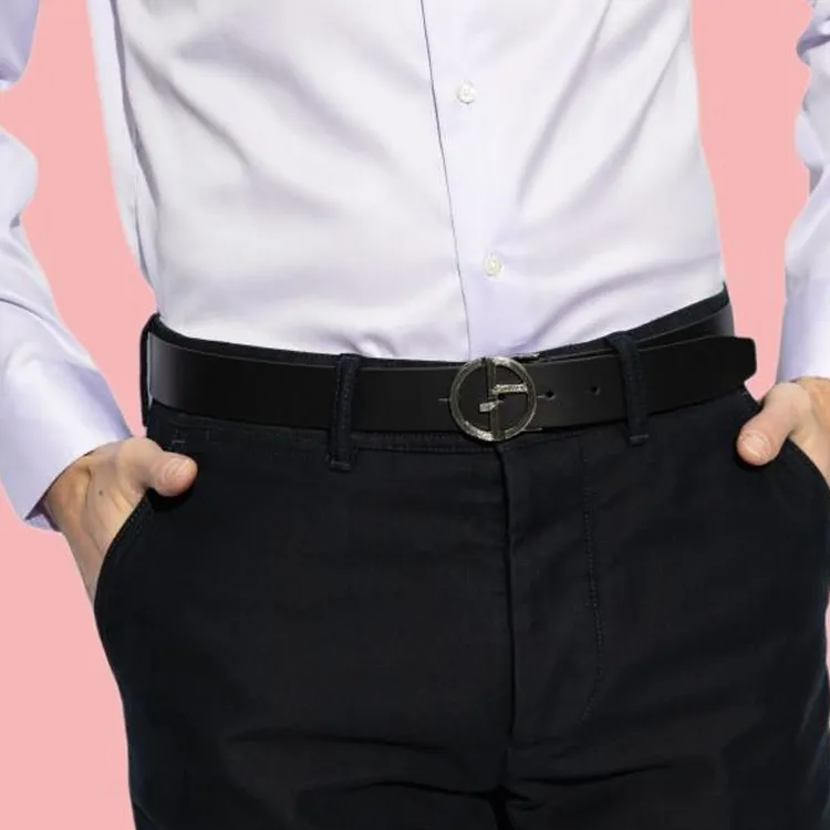 GIORGIO ARMANI Logo Plaque Buckled Belt-1