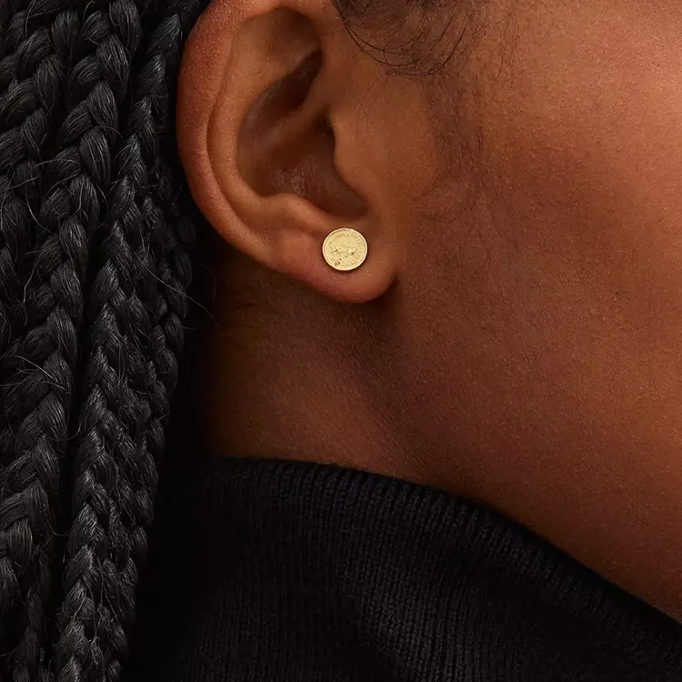 COACH 14K Gold Diamond Stud Earrings Women's Gold-2