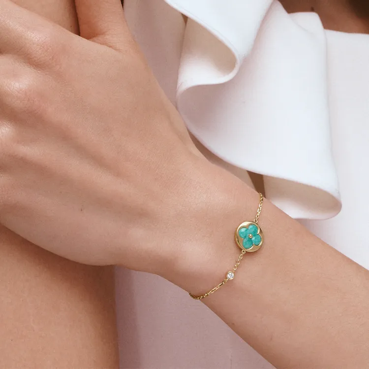 LOUIS VUITTON Color Blossom Bb Sun Bracelet Yellow Gold Amazonite And Diamond-1