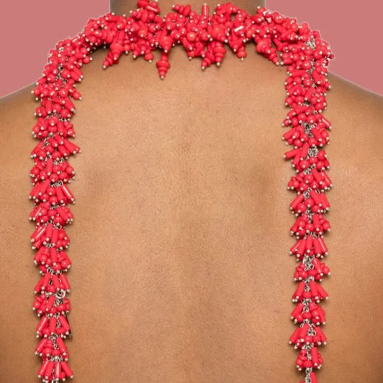 DRIES VAN NOTEN Glass, Copper Brass Necklaces Women's Red-1