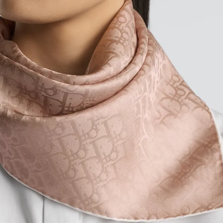 DIOR Mulberry Silk Scarves Unisex Pink-1