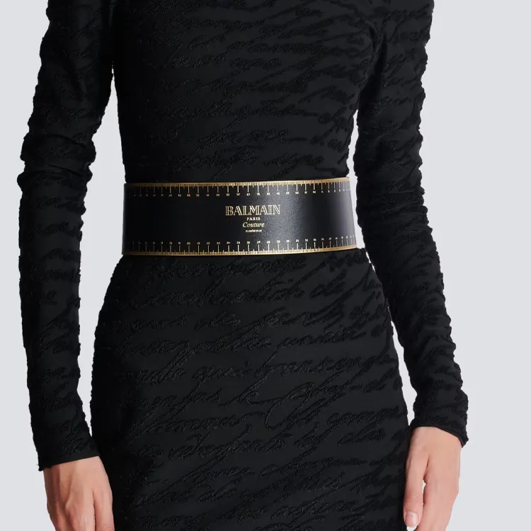 BALMAIN Calfskin, Metal, Metal, Leather Belts Unisex Black 7.5CM-2