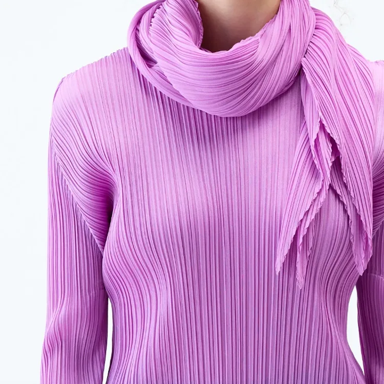 PLEATS PLEASE ISSEY MIYAKE Polyester Knit Scarves Unisex Purple-3