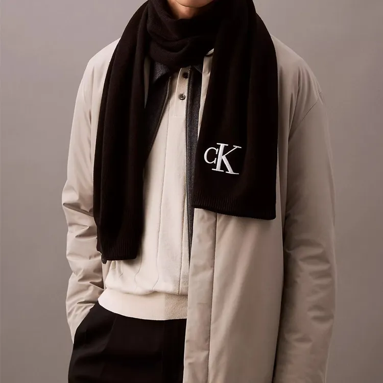 CALVIN KLEIN Acrylic Knit Scarves Women's Black-1