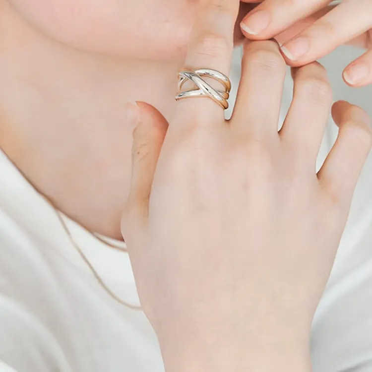 FREAK'S STORE Stainless Steel With 10K Gold Plating Rings Unisex Gold-4