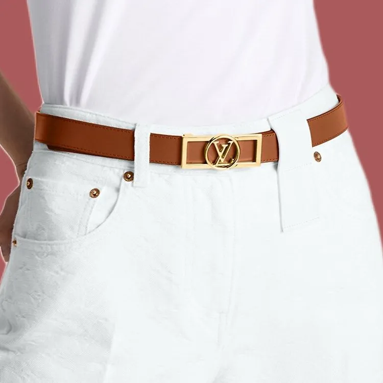 LOUIS VUITTON Leather, Hardware Accessories Leather Belts Women's Brown 2.5CM-2