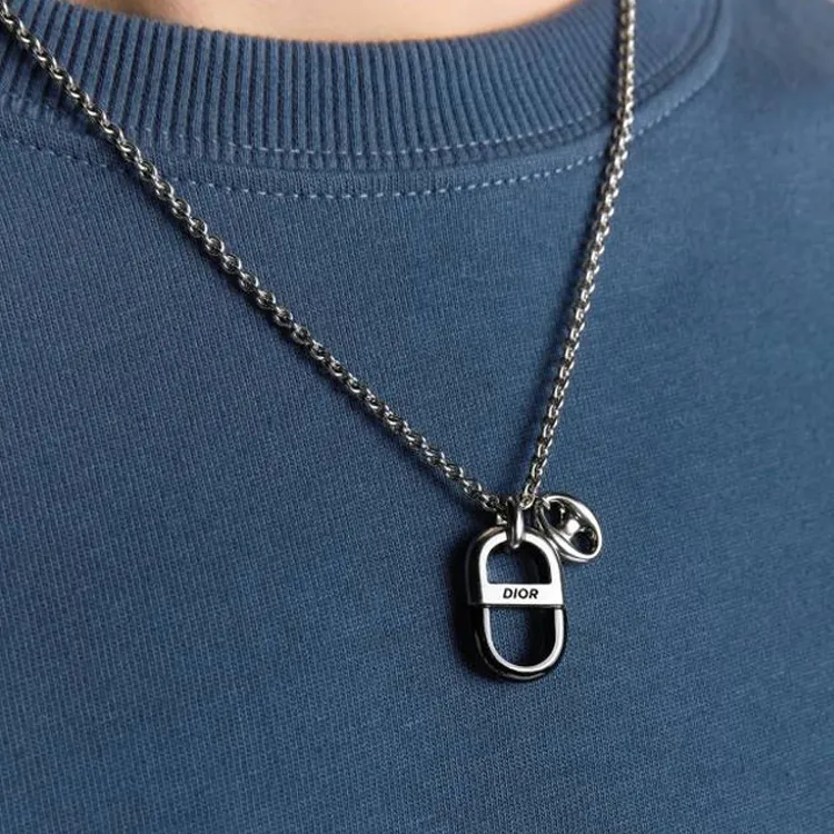 DIOR Silver, Ruthenium Plated, Brass Necklaces Unisex Silver-2
