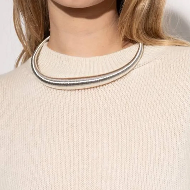 JIL SANDER Brass, Metal Necklaces Men's Silver-1