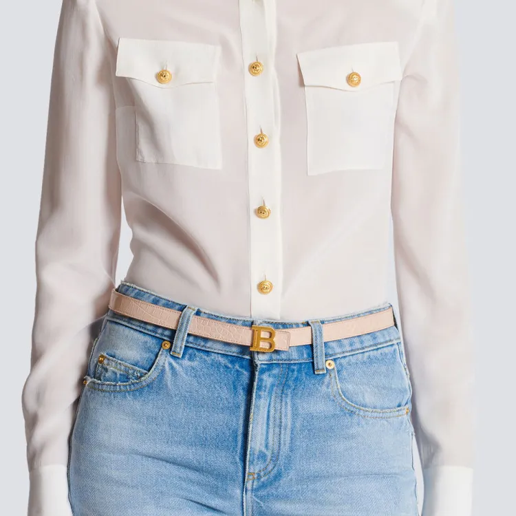 BALMAIN B-Belt Crocodile-effect Belt-2