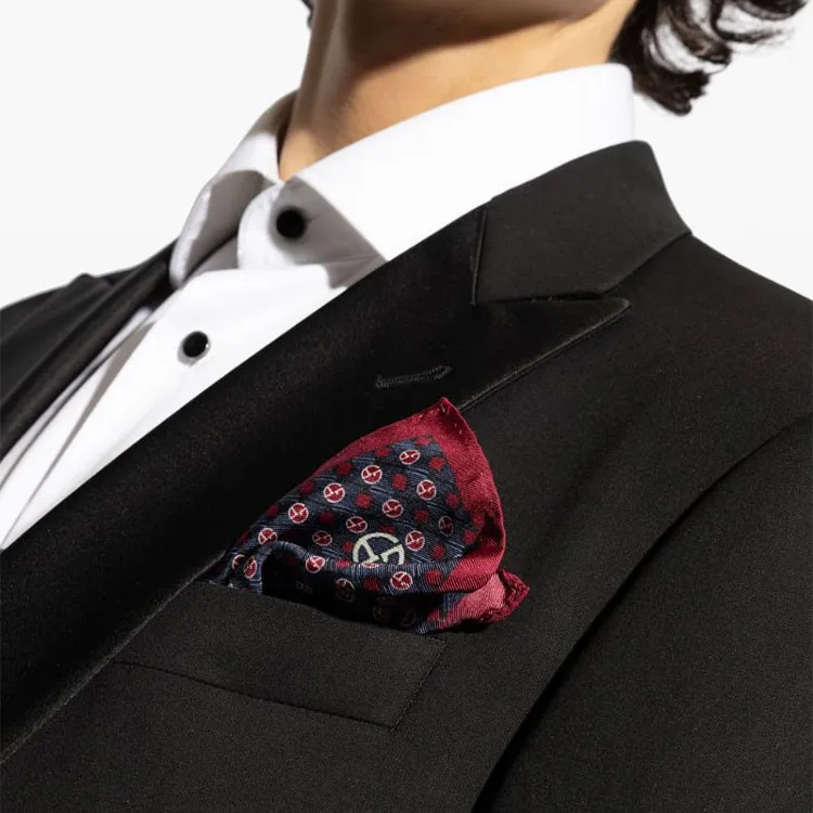 GIORGIO ARMANI Monogram-print Silk Pocket Square-2