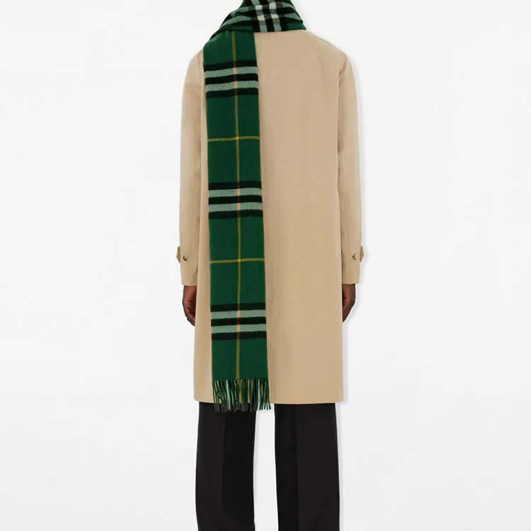 Burberry Check print Fringed Cashmere Scarf-4