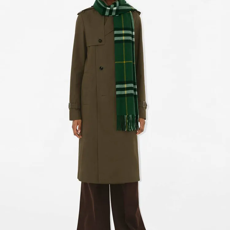 Burberry Check print Fringed Cashmere Scarf-5