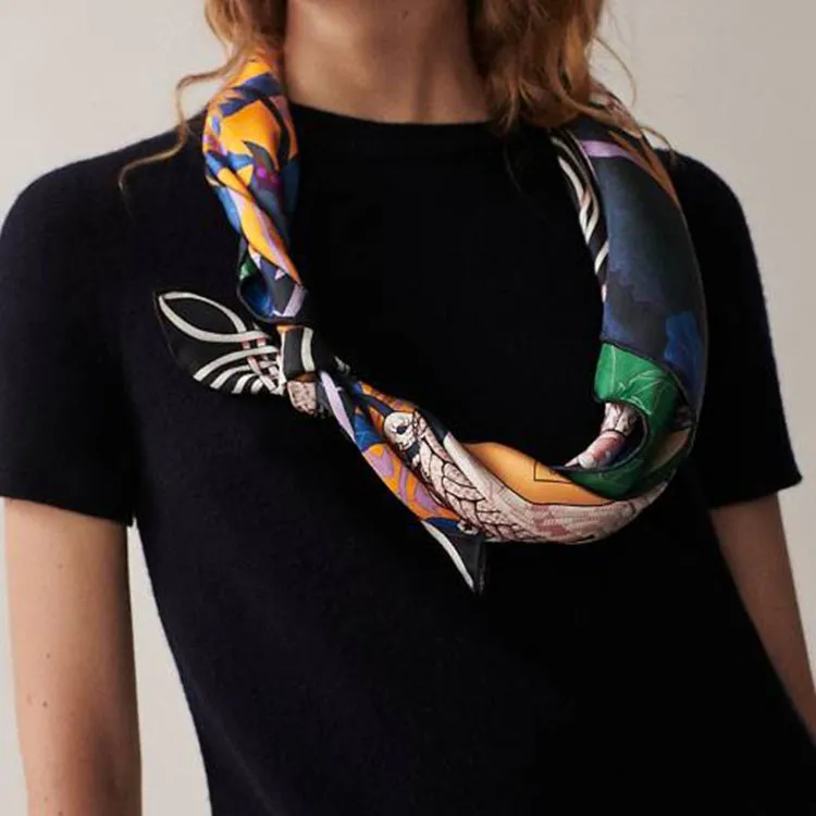 HERMES Silk Silk Scarves Women's Green-2