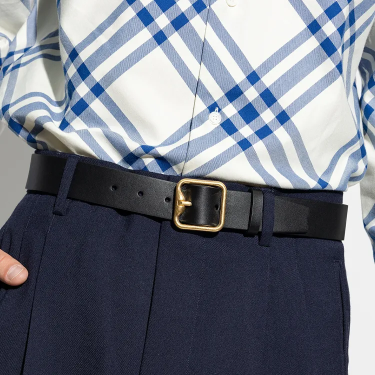 Burberry Solid Color Design Pin Buckle Calfskin Leather Belts Men's Black 3.5cm-2
