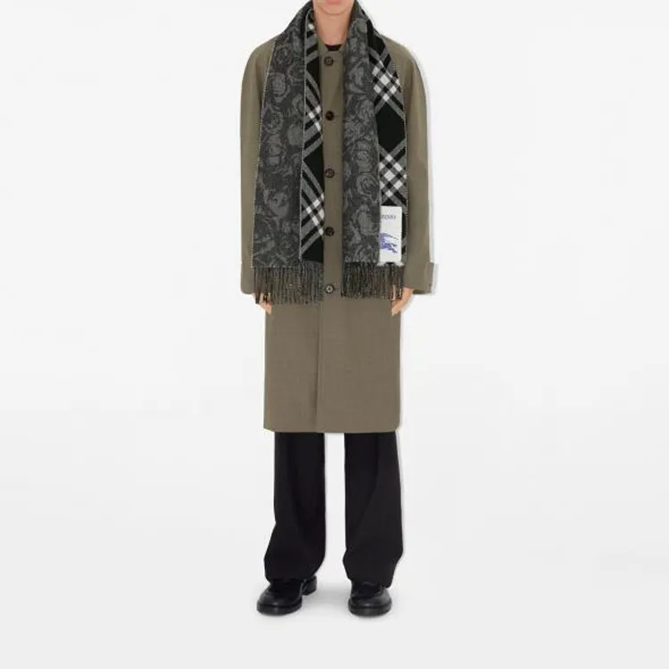 Burberry Cashmere Knit Scarves Men's Gray-3