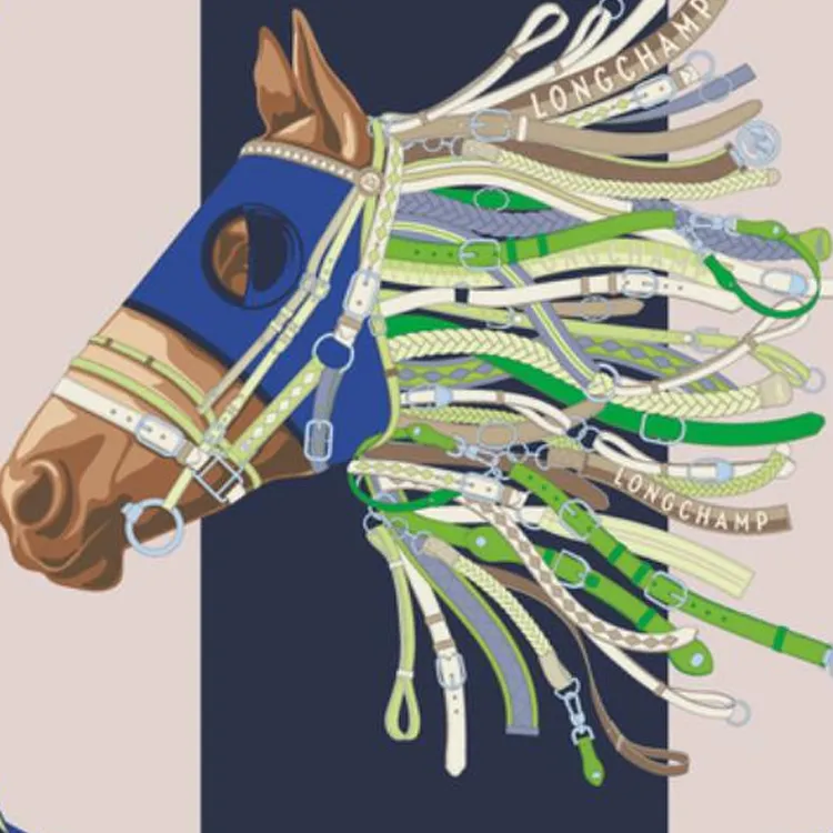 LONGCHAMP Tête De Cheval Silk Scarf-1