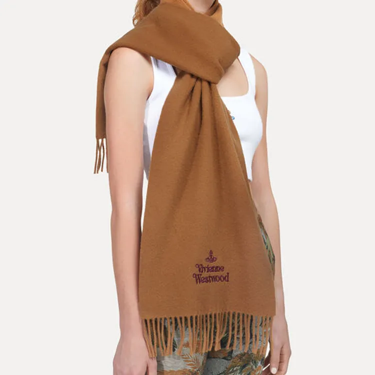 Vivienne Westwood Logo Embroidered Fringed Scarf-3