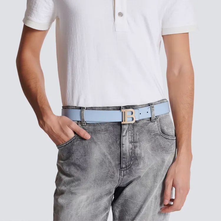 BALMAIN Two tone Reversible Leather Belt-4