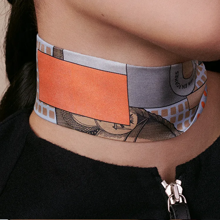 HERMES Silk Silk Scarves Women's Coral/Gray-2