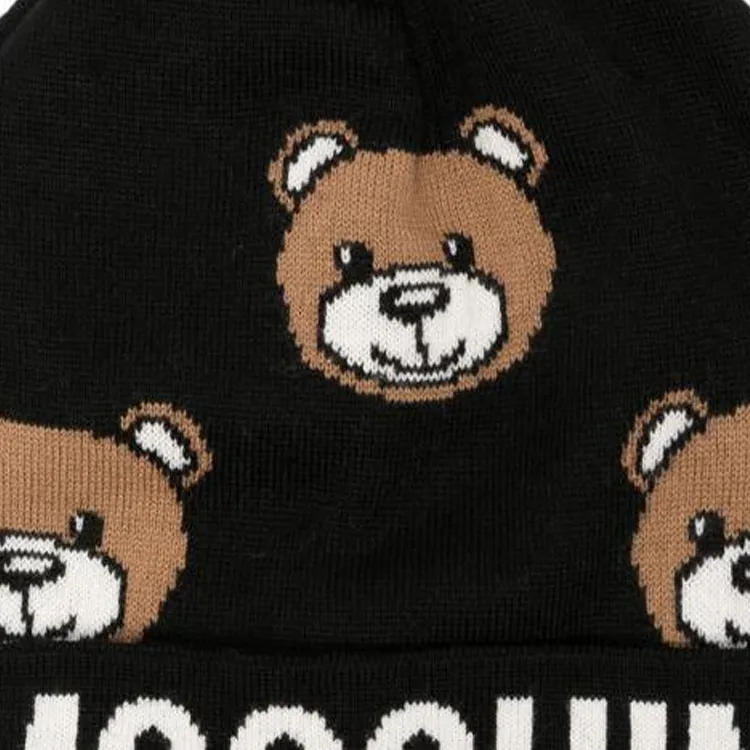 MOSCHINO Teddy Bear-jacquard Wool-blend Beanie-2