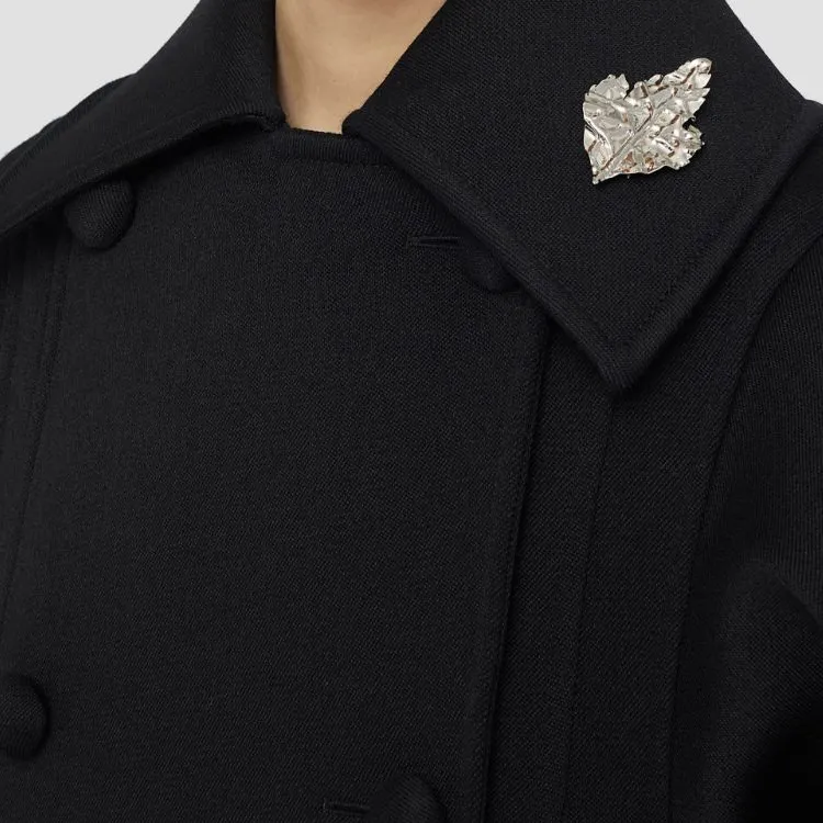 JIL SANDER Small Leaf shaped Polished Brooch-3