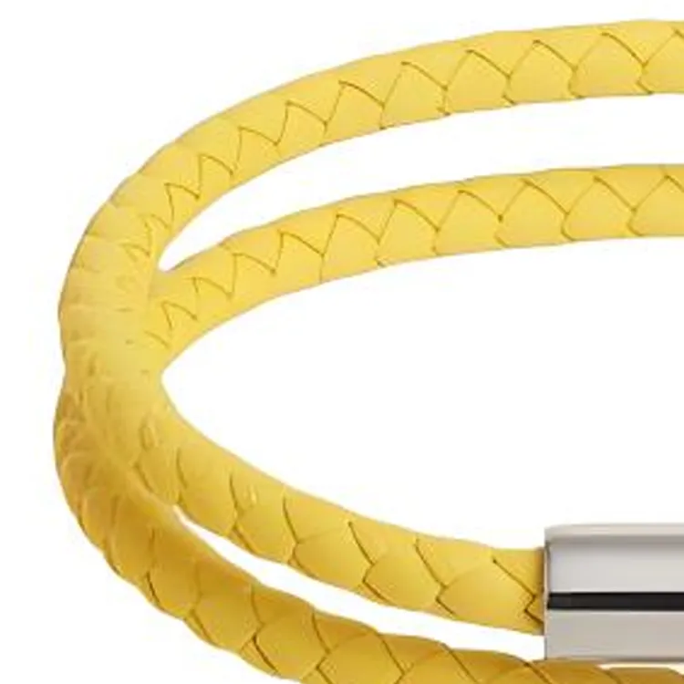 HERMES Leather Wristbands Men's Yellow-1