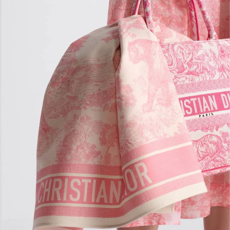 DIOR Cotton Knit Scarves Women's Pink-3
