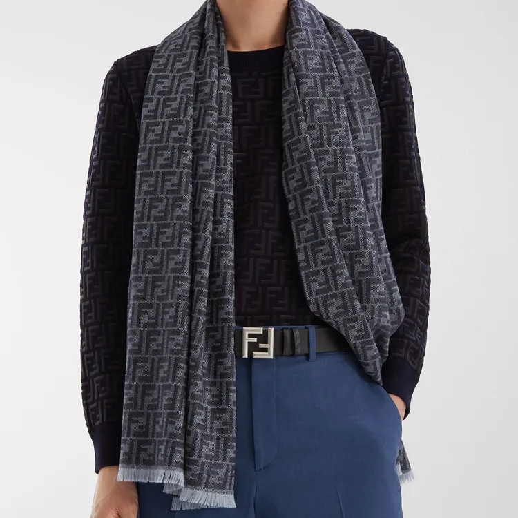 FENDI Ff Jacquard Frayed Edge Scarf-2