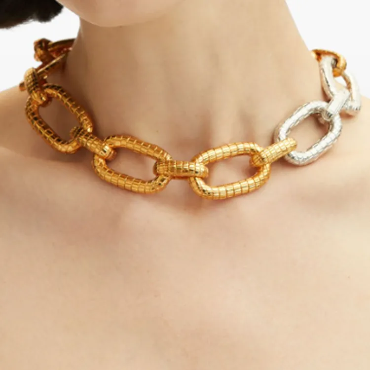 Oscar De La Renta Mosaic O Chain link Necklace-2