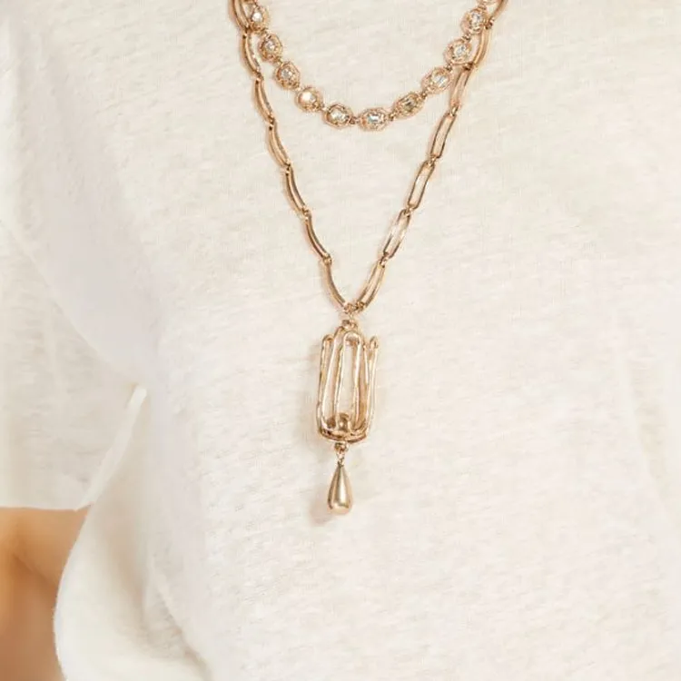 WEEKEND MaxMara Metal, Glass, Acrylonitrile Butadiene Styrene ABS Necklaces Unisex Gold-1