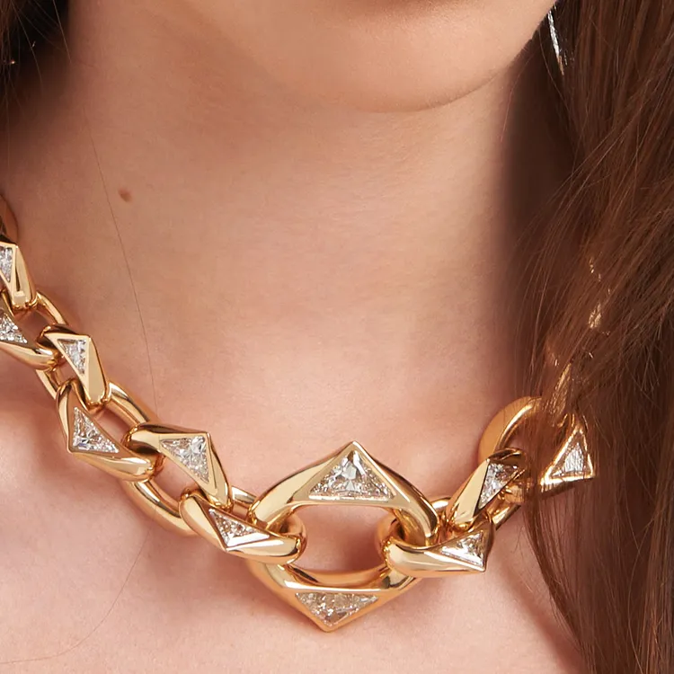 PRADA Recycled Gold Diamond 18K Gold Necklaces Men's Gold-1
