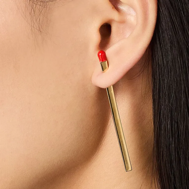 Bottega Veneta 18K Gold 925 Sterling Silver Earrings Women's Red-2