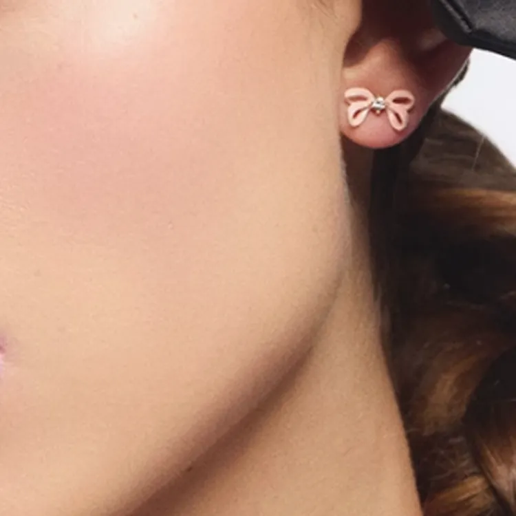 LES NEREIDES Alloy, Silver Plated, Gold Plated, Brass, Enamel, Glass Stud Earrings Women's Pink-2